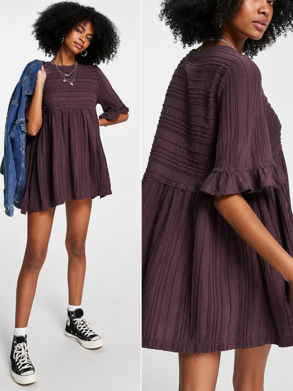 Free People Take A Spin Tunic Black Honey Babydoll Flutter Sleeve XS NWT